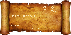 Hetzl Károly névjegykártya